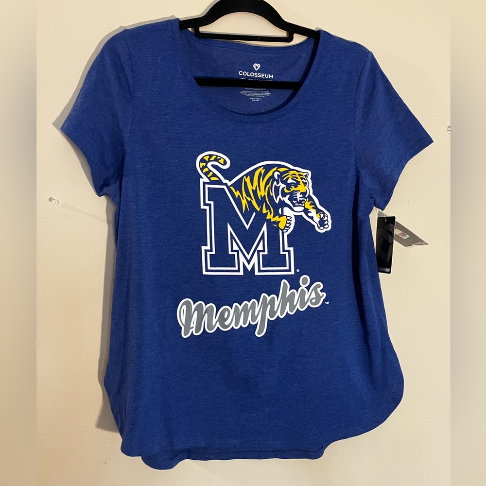 NWT Colosseum Blue Memphis Tigers Graphic Tee Womens Medium